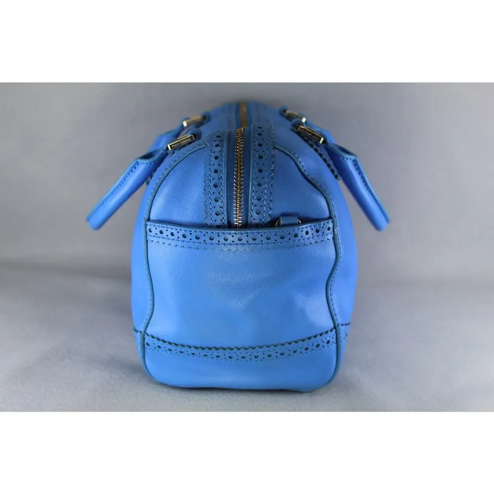 Tory Burch 2 Way Mini Boston Blue Leather Robinson Satchel Handbag